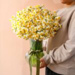 گلدان نرگس مینیمال بزرگ ۲۰۰ شاخه نرگس