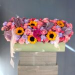 باکس گل رنگی رنگی با آفتابگردان