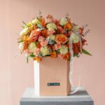 باکس گل پاییزی رز نارنجی