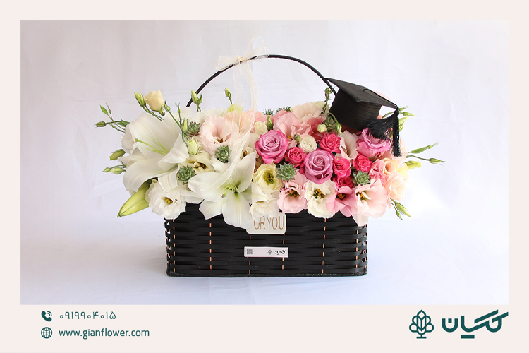 باکس گل لیلیوم و رز جزو بهترین هدیه تبریک فارغ التحصیلی به برادر 