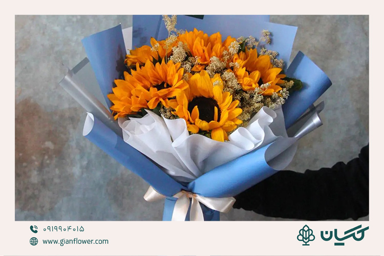 گل آفتابگردان به عنوان هدیه و دسته گل برای جلسه دفاع