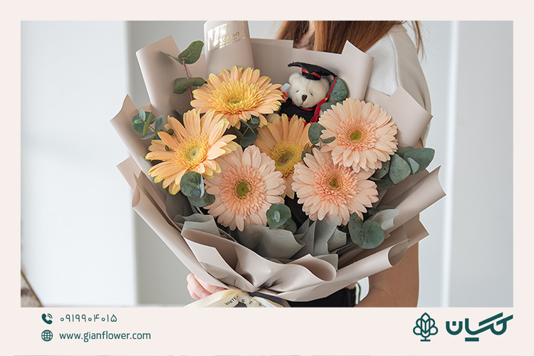 دسته گل ژربرا جزو بهترین هدیه جشن فارغ‌التحصیلی
