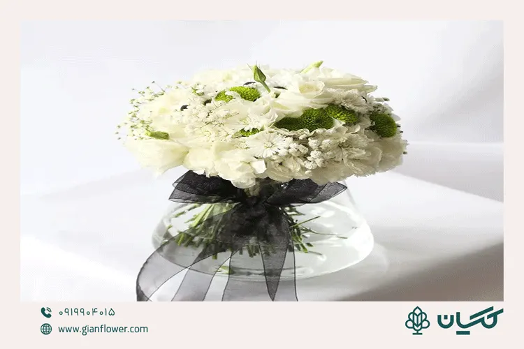 گلدان آسو، سبد کل سفید مناسب برای تسلیت