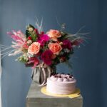 گلدان لوکس و کیک هدیه تولد