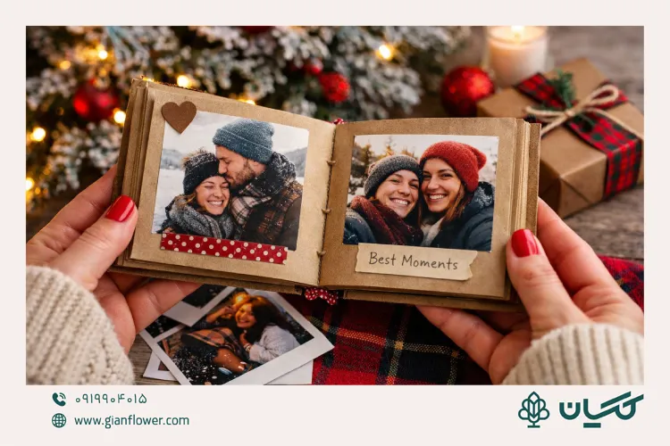 آلبوم خاطرات به همراه گل کریسمس؛ هدیه احساسی