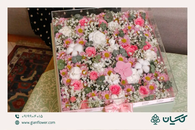 عکس باکس گل با شمع از گل گیان 