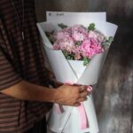 دسته گل پیونی صورتی